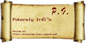 Pohorely Irén névjegykártya